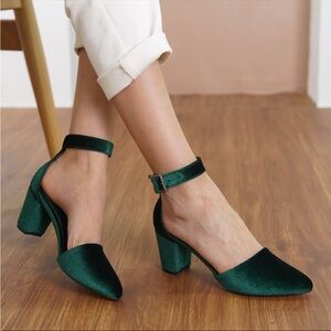 Elegant Green Ankle Strap Heels